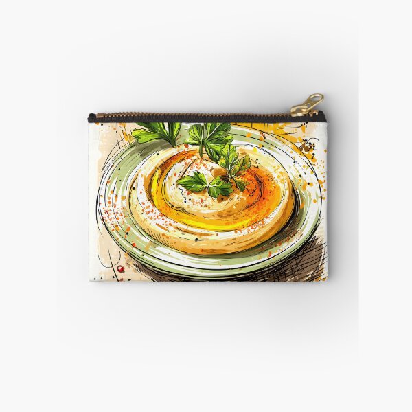 Item preview, Vibrant Hummus Plate Garnished with Fresh Parsley Olive Oil and Spices - Dynamic Lines and Colors designed and sold by OlfactoART Studio.