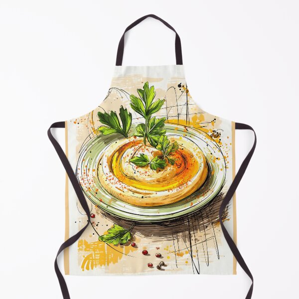 Item preview, Vibrant Hummus Plate Garnished with Fresh Parsley Olive Oil and Spices - Dynamic Lines and Colors designed and sold by OlfactoART Studio.