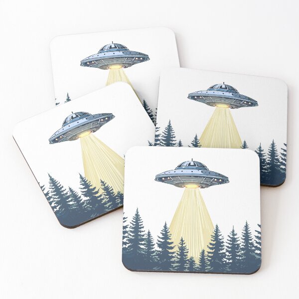 Item preview, UFO over pine forest  designed and sold by creepyCabin.