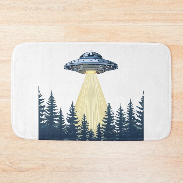 Item preview, UFO over pine forest designed and sold by creepyCabin.