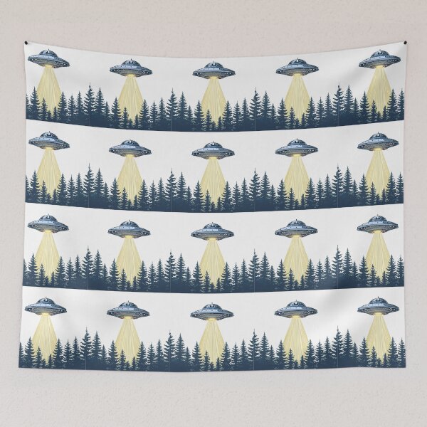 Item preview, UFO over pine forest  designed and sold by creepyCabin.