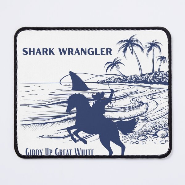 Item preview, giddy up cowboy shark wranglin beach rodeo art designed and sold by joyfulfeatures.