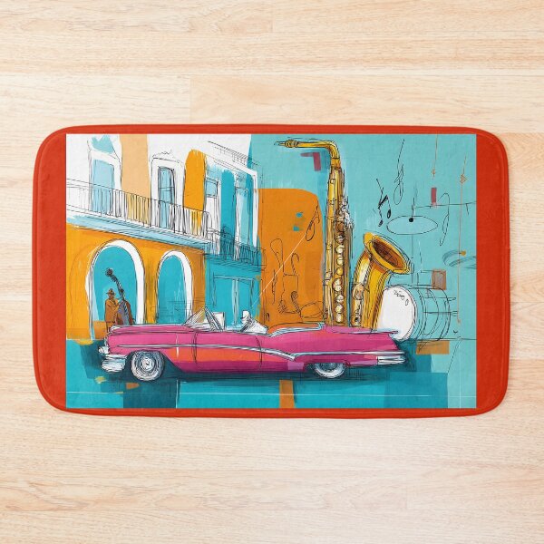 Item preview, Celebrate Havana's Rhythm - Pink Convertible and Giant Saxophone in a Colorful Urban Dance designed and sold by OlfactoART Studio.