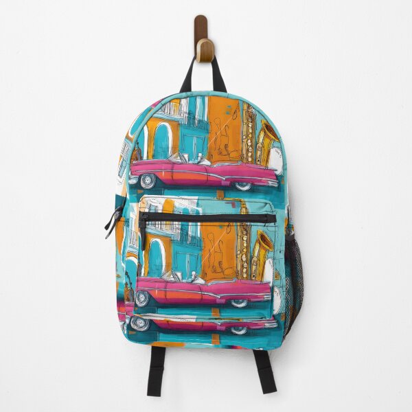 Item preview, Celebrate Havana's Rhythm - Pink Convertible and Giant Saxophone in a Colorful Urban Dance designed and sold by OlfactoART Studio.
