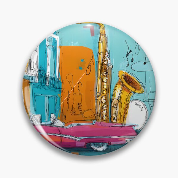 Item preview, Celebrate Havana's Rhythm - Pink Convertible and Giant Saxophone in a Colorful Urban Dance designed and sold by OlfactoART Studio.