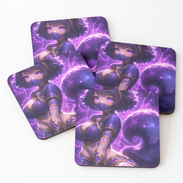 Item preview, Sexy Masked Ninja Fox Anime Girl Surrounded Glowing Purple Aura designed and sold by mildaclairmo.