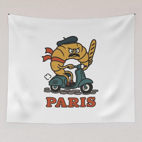 Item preview, Angry French Croissant Riding Through the Streets of Paris  designed and sold by BarelyDesigned.
