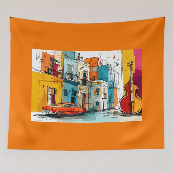 Item preview, Feel the Rhythm of Havana Streets - Classic Car and Upright Bass Set the Scene designed and sold by OlfactoART Studio.
