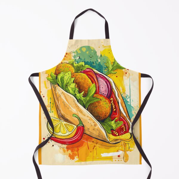 Item preview, Stuffed Falafel Pita Wrapped in Color with Fresh Veggies, Lemon Wedge, and Fiery Chili Flair designed and sold by OlfactoART Studio.