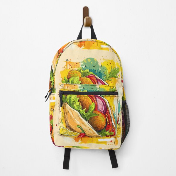 Item preview, Stuffed Falafel Pita Wrapped in Color with Fresh Veggies, Lemon Wedge, and Fiery Chili Flair designed and sold by OlfactoART Studio.