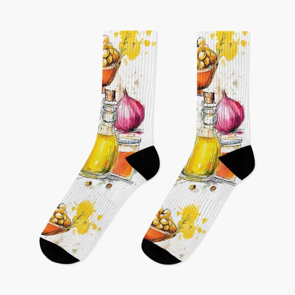 Item preview, Mediterranean Ingredients Burst to Life - Chickpeas Olive Oil Garlic Onions and Lemon in Vibrant Art designed and sold by OlfactoART Studio.