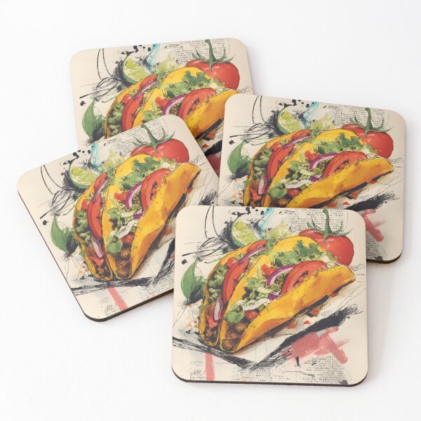Item preview, Bold Taco Fiesta with Fresh Ingredients and Abstract Flair - A Colorful Celebration of Street Food designed and sold by OlfactoART Studio.