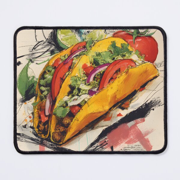 Item preview, Bold Taco Fiesta with Fresh Ingredients and Abstract Flair - A Colorful Celebration of Street Food designed and sold by OlfactoART Studio.