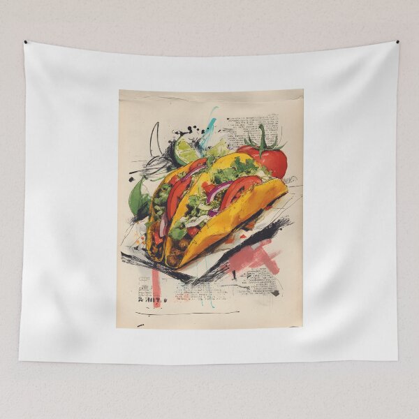 Item preview, Bold Taco Fiesta with Fresh Ingredients and Abstract Flair - A Colorful Celebration of Street Food designed and sold by OlfactoART Studio.