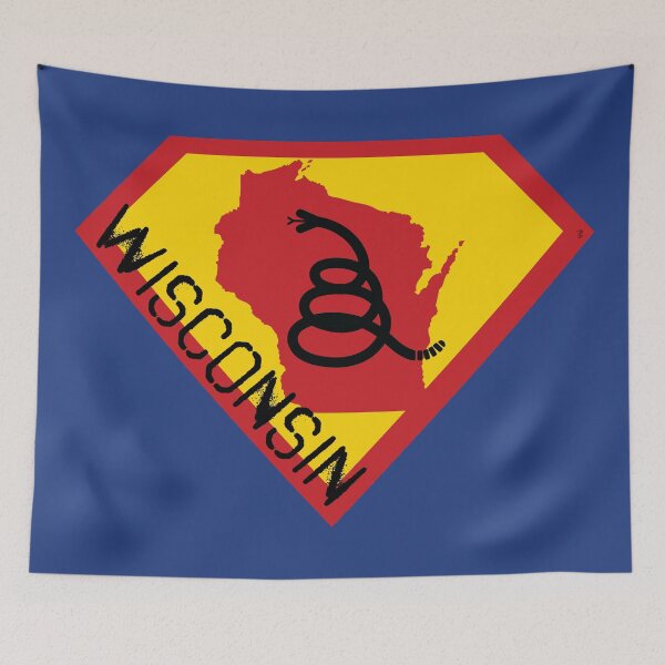 Item preview, WISCONSINITE SHIELD - Freedom Is The Superpower - Modern Gadsden Snake Flag - Dont Tread On Me SUPERHERO WISCONSIN spellout design designed and sold by pelagio.