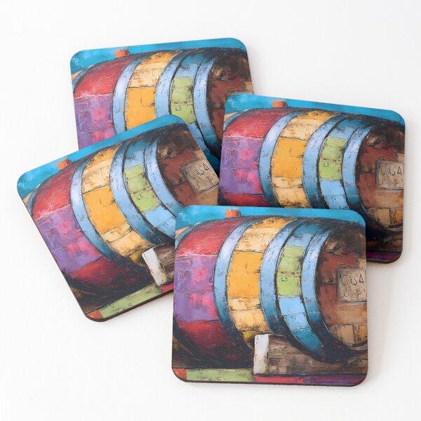 Item preview, CASA Wine Barrel - Vibrant Abstract Design with Bold Colorful Patches designed and sold by OlfactoART Studio.