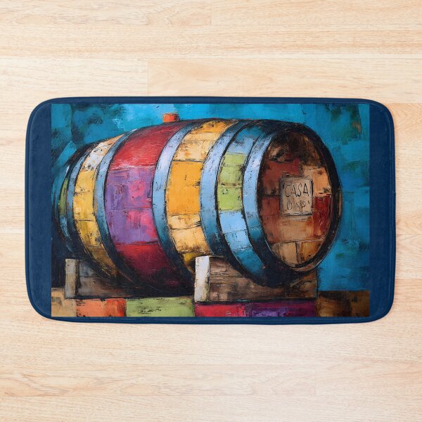 Item preview, CASA Wine Barrel - Vibrant Abstract Design with Bold Colorful Patches designed and sold by OlfactoART Studio.