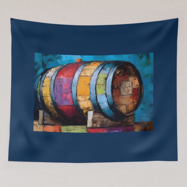 Item preview, CASA Wine Barrel - Vibrant Abstract Design with Bold Colorful Patches designed and sold by OlfactoART Studio.