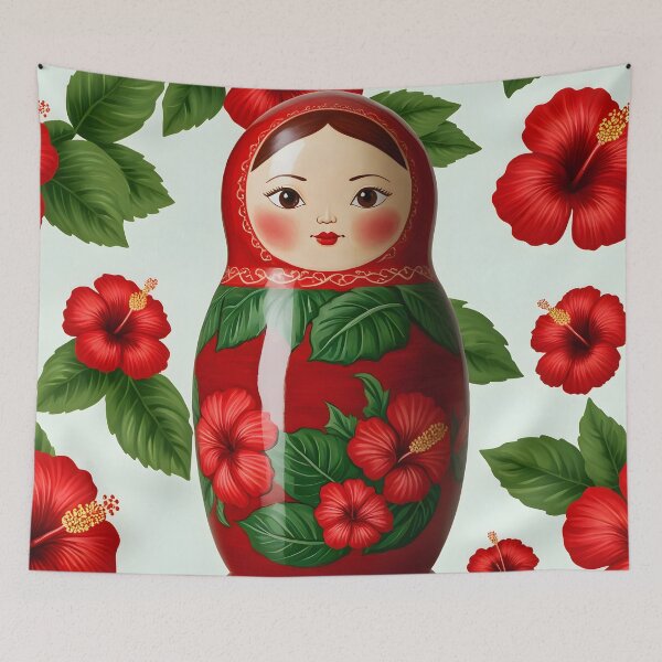 Item preview, Malaysia Hibiscus (Bunga Raya) Matryoshka Doll Art designed and sold by HeartfulBloom.