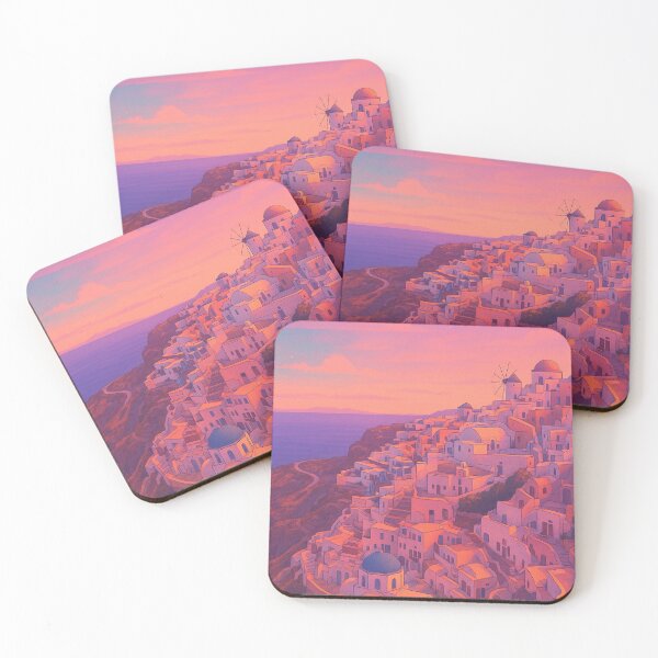 Item preview, Santorini Greece Dreamscape Retro Sunset View designed and sold by Patternicity.
