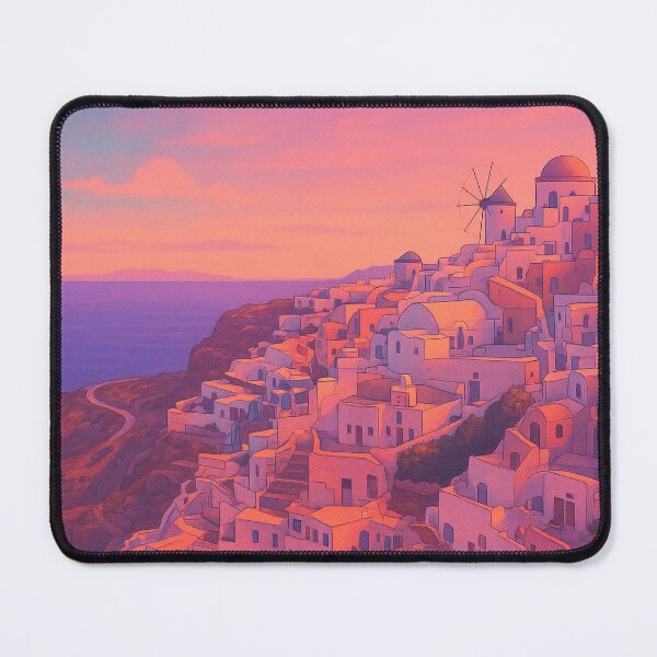 Item preview, Santorini Greece Dreamscape Retro Sunset View designed and sold by Patternicity.