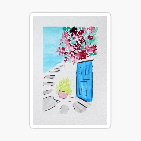 Item preview, House on Santorini | Watercolor of Greece | Greek Island Art designed and sold by AngelaMarieArt.