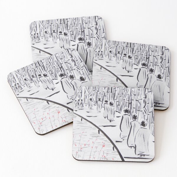 Item preview, Monks Walking on Bridge with Bamboo | Buddhist Monks | Zen Art designed and sold by AngelaMarieArt.