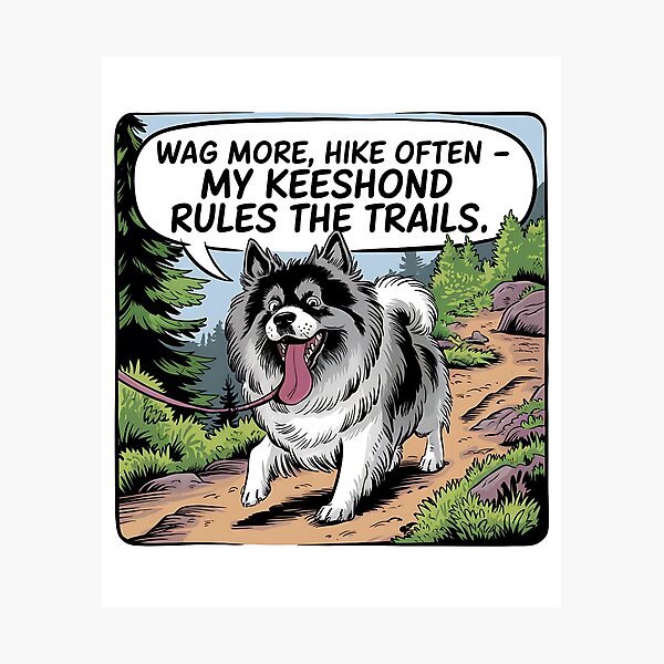 Artikelvorschau, Wag More Hike Often Keeshond Hund Wanderliebhaber entworfen und verkauft von CuteDesignables.
