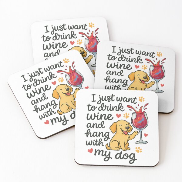 Item preview, I Just Want to Drink Wine and Hang with My Dog – Cute Pup & Wine T-Shirt designed and sold by LuckyFoxMerch.