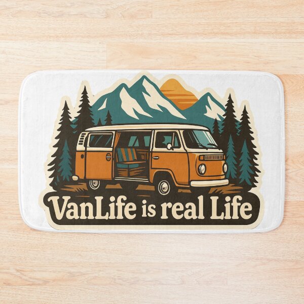 Item preview, Vanlife Bulli Design – Retro Camper in Forest & Mountains designed and sold by Jawoahl.