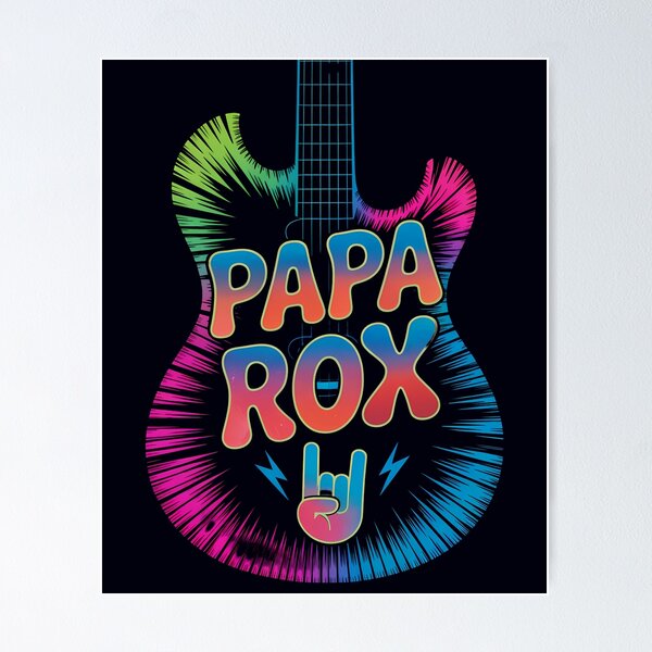 Vista previa del artículo con la obra «Papá Rox Guitarra Eléctrica Papá Leyenda del Rock Día del Padre – Papá Genial», diseñado y vendido por Taans-Creation.