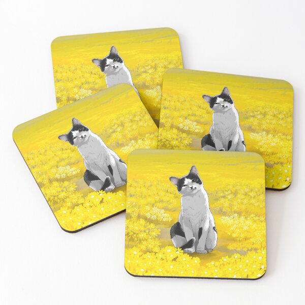 Item preview, cat in yellow flower field designed and sold by Dalbongju.