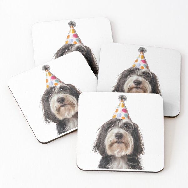 Item preview, Cute Bearded Collie dog with Party Hat Birthday Celebration designed and sold by LazyOwlStore.