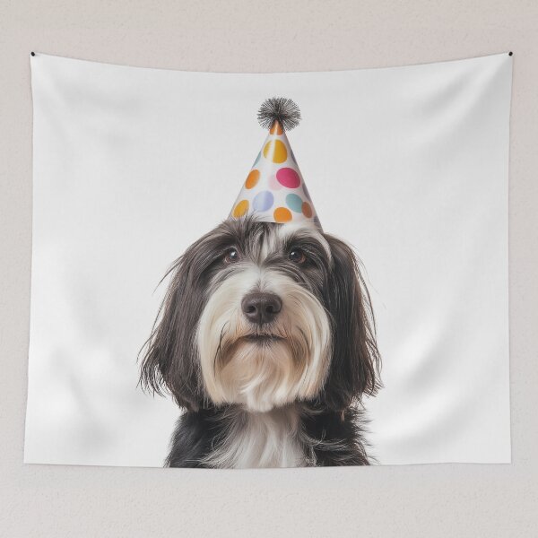 Item preview, Cute Bearded Collie dog with Party Hat Birthday Celebration designed and sold by LazyOwlStore.