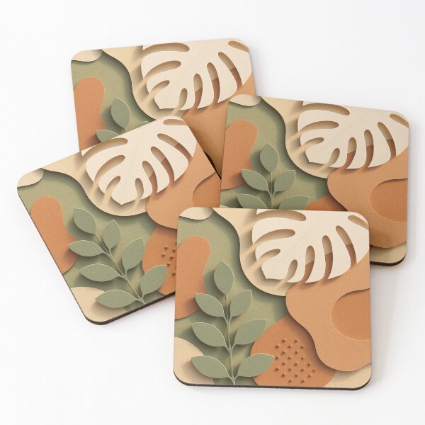 Item preview, Boho Botanical Layers 3D Paper Cut Eucalyptus & Tropical Leaf Art in Earthy Warm Hues designed and sold by AbstractTrace.