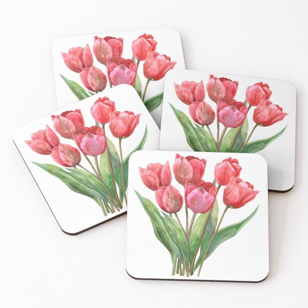 Item preview, Red tulips watercolor style  designed and sold by Sunakokookkook.