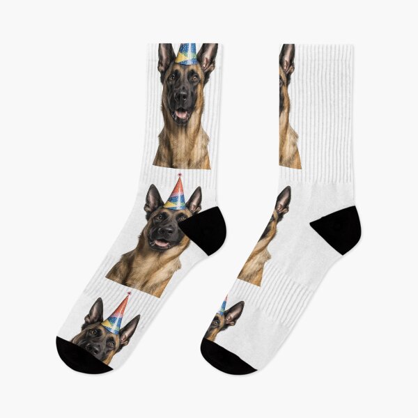 Item preview, Cute Belgian Malinois dog with Party Hat Birthday Celebration designed and sold by LazyOwlStore.
