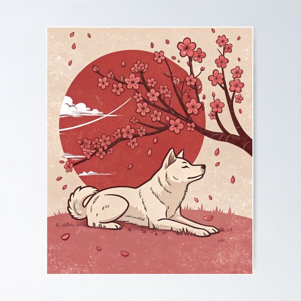 Item preview, Dog in Sakura Garden designed and sold by GemiGarp.