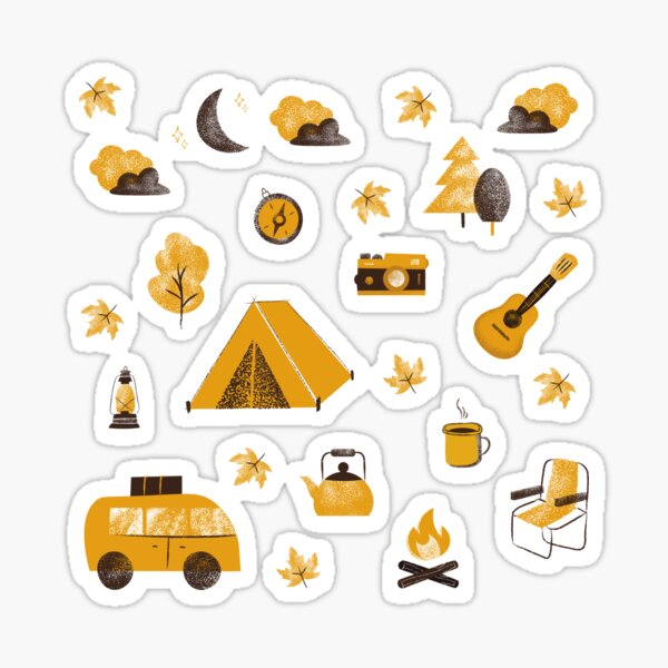 Item preview, Autumn camping clipart set with hand-drawn elements. designed and sold by mug&more station.