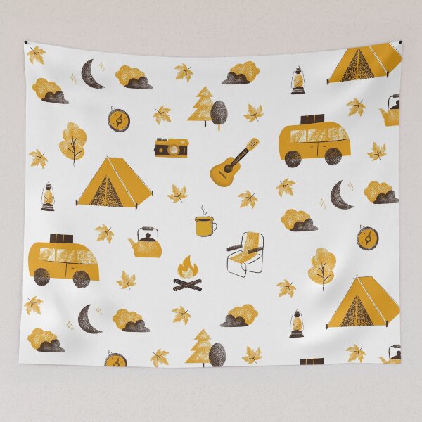 Item preview, Autumn camping clipart set with hand-drawn elements. designed and sold by mug&more station.