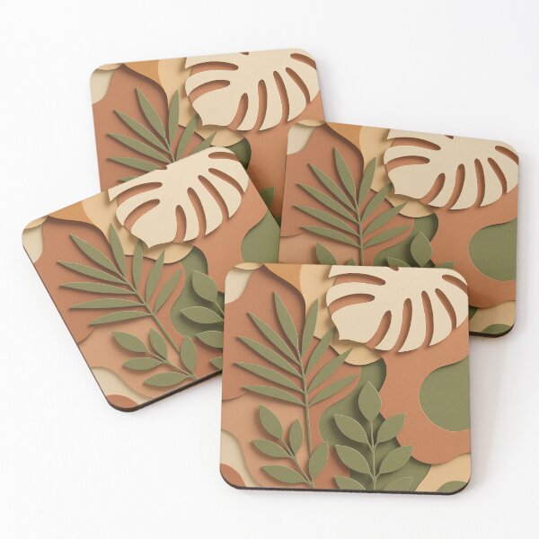 Item preview, 3D Boho Botanical Layers 3D Paper Cut Eucalyptus & Tropical Leaf Art in Earthy Warm Hues designed and sold by AbstractTrace.