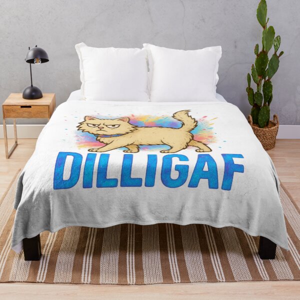 Item preview, DILLIGAF Cat – Grumpy Walk-Off Attitude Shirt designed and sold by LuckyFoxMerch.