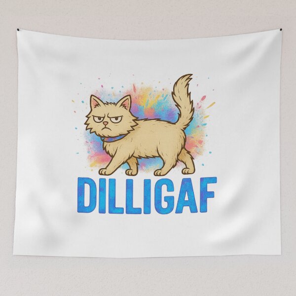 Item preview, DILLIGAF Cat – Grumpy Walk-Off Attitude Shirt designed and sold by LuckyFoxMerch.