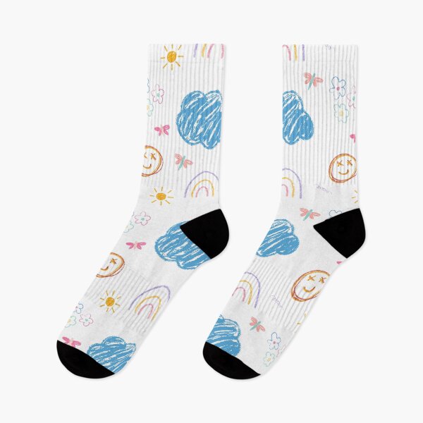 Item preview, Seamless pattern with cute crayon doodles on black background.  designed and sold by mug&more station.