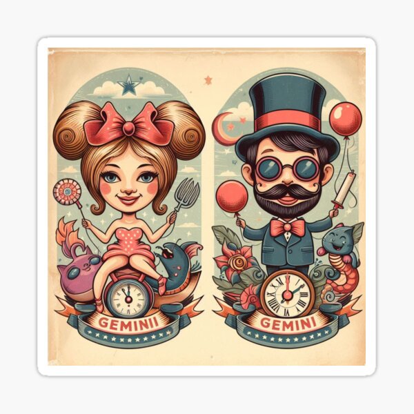Item preview, Gemini Vintage – Retro Zodiac Art designed and sold by EuropeanPrints.