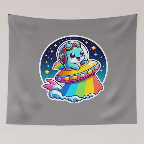 Item preview, UFO Rainbow Dolphin designed and sold by ArtistEmbrace.