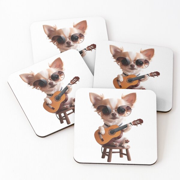Item preview, cute chihuahua playing classical guitar cartoon funny dog musician designed and sold by Iuqiune.