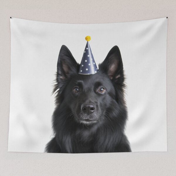 Item preview, Cute Belgian Sheepdog with Party Hat Birthday Celebration designed and sold by LazyOwlStore.