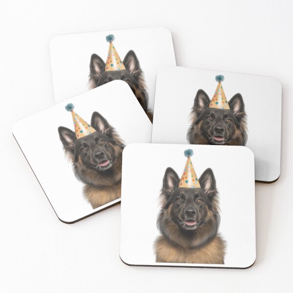 Item preview, Cute Belgian Tervuren dog with Party Hat Birthday Celebration designed and sold by LazyOwlStore.