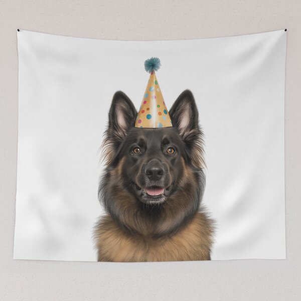 Item preview, Cute Belgian Tervuren dog with Party Hat Birthday Celebration designed and sold by LazyOwlStore.
